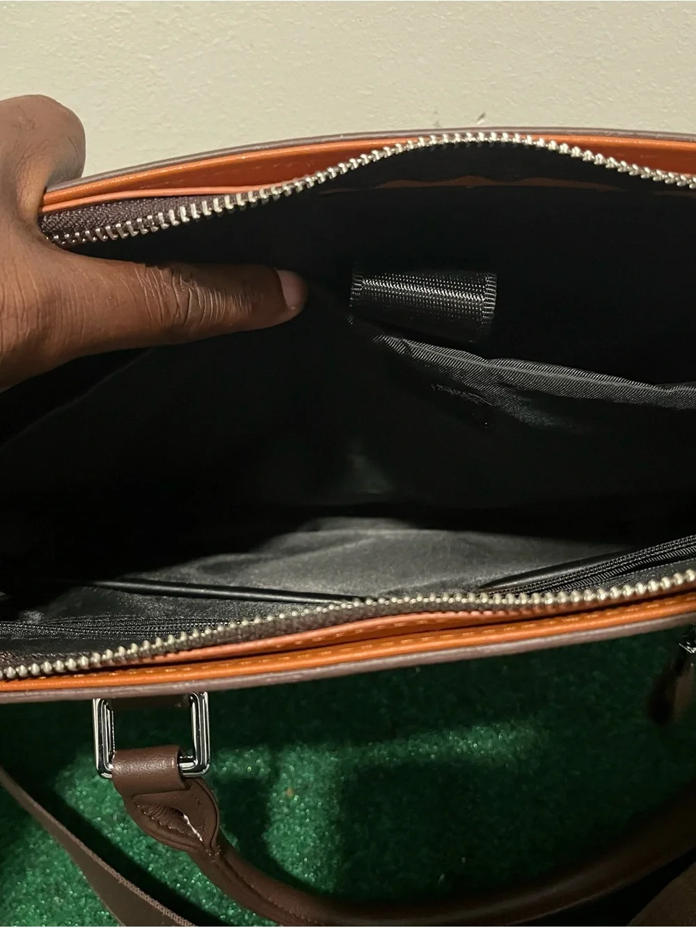 Brown Men's Laptop Briefcase with Shoulder Strap